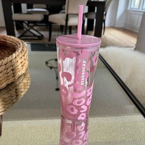 NWT rare summer pink summer 2021 leopard print glass cup